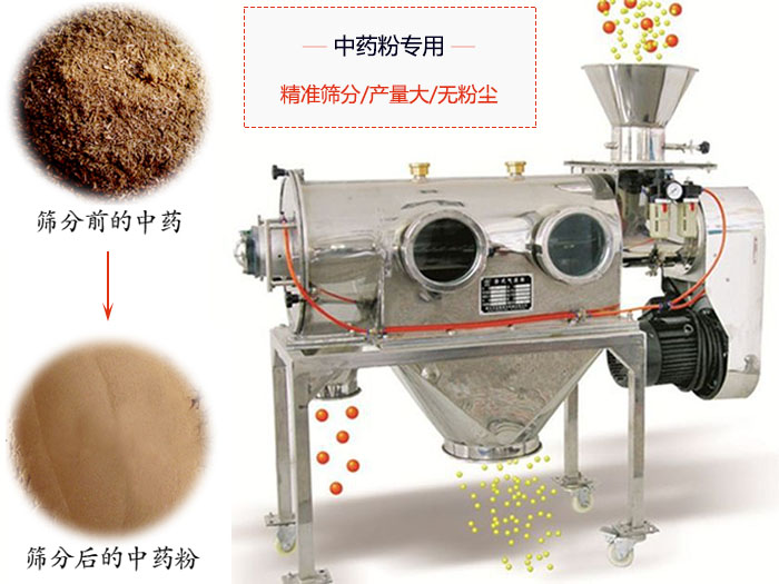 WQS50-130卧式气流筛：中药粉专用筛：精度筛分/产量大/无粉尘符合标准。